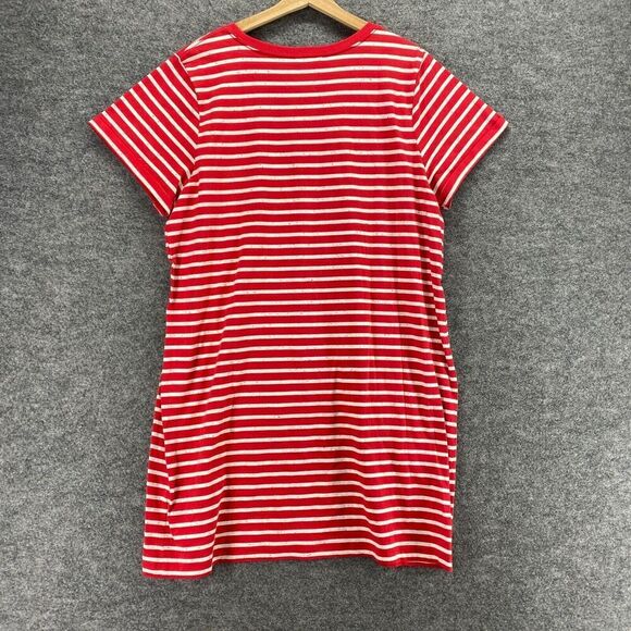 Sonoma T-Shirt Dress Women PXXL Petite Red Striped Short Crew Neck Short Sleeve - Picture 2 of 9